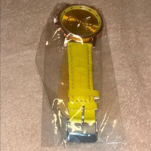 Yellow Strap Gold Face Watch